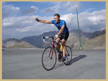 Kevin on the summit of the Galibier during our Alps Tour